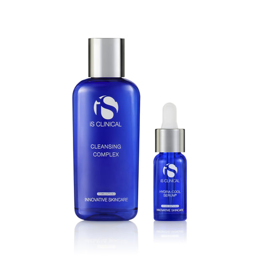 Bundle of iS CLINICAL Cleansing Complex, 3in1 Gentle deep pore cleanser Face Wash, Helps blemish-prone skin, 2 Fl Oz + iS CLINICAL Hydra-Cool Serum, Hydrating, Helps Blemishes and Redness, 0.5 Fl Oz