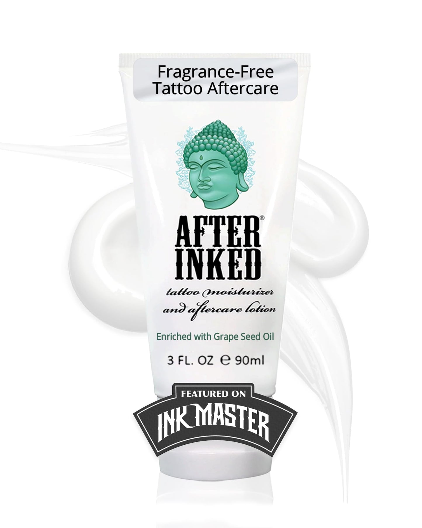 After Inked Tattoo Aftercare Lotion Moisturizing Balm for Inked Skin, Featured on Ink Master, Hydrating Skin Nourishment Cream with Grape Seed Oil, Gentle Daily Tattoo Maintenance, 3oz Tube, 1 Pack