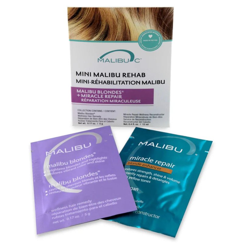 Malibu C Mini Rehab Hair Remedy - Restore Vibrancy for Blondes | 2 Vitamin Complex Packets