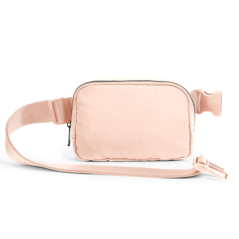 ODODOS Unisex Mini Belt Bag with Adjustable Strap Small Fanny Pack for Workout Running Traveling Hiking, Pale Coral