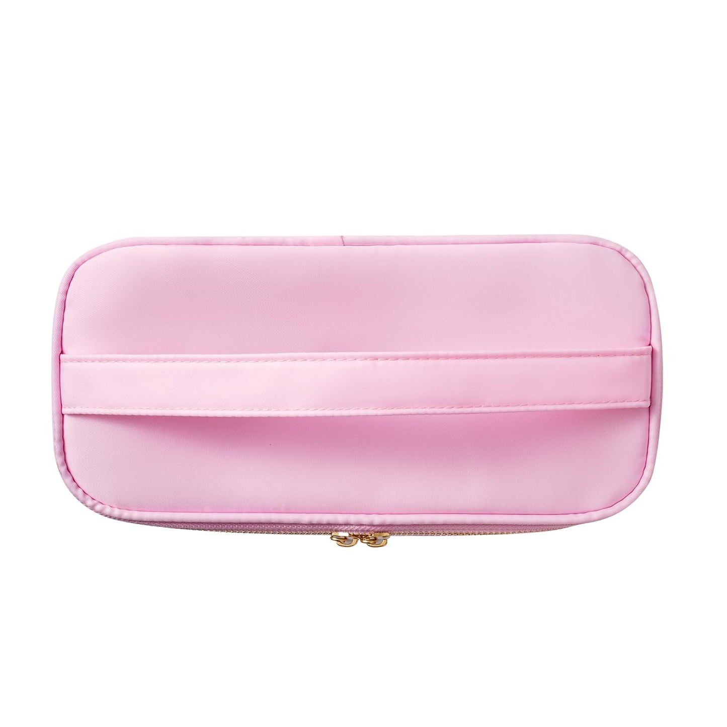 RSRSLEII Clear Waterproof Summer SPF Makeup Bag，Aesthetic Transparent Letter Patch Cosmetic Bag with Metal Zipper, Preppy Sunscreen Accessories Storage Organization, Beach Travel Purse(01SPF Pink)