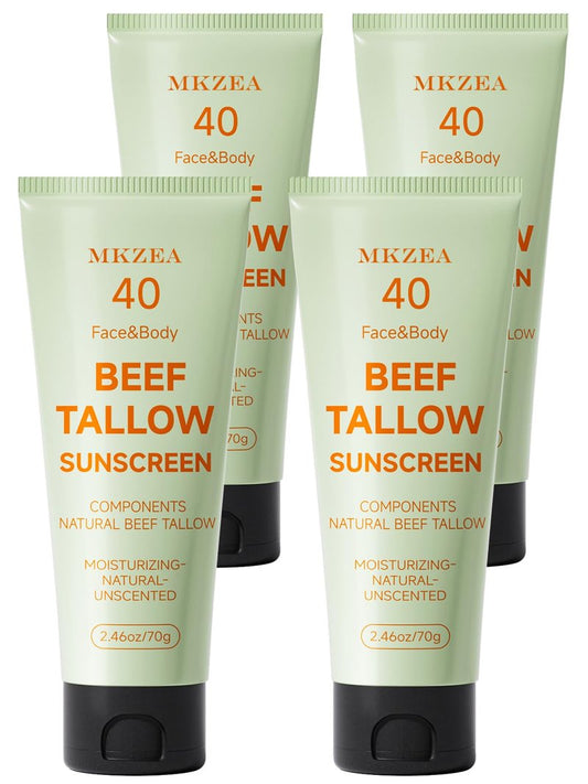 Beef Tallow Reef Safe Sunscreen SPF 40 for Face, Travel Size Natural Organic Non-Greasy Lightweight Formula For Women & Men, Summer Outdoor Sports Beach Home Office Daily Use, 4 Packs