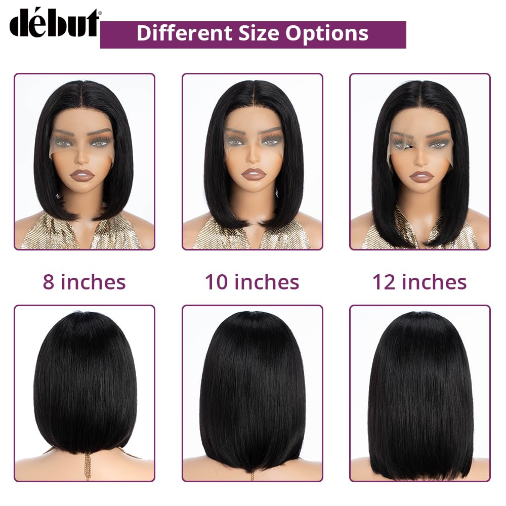 Bob Wig - Lace Front Human Hair Wig 10 Inch Short Brazilian Virgin Straight | Natural Color for Black Women