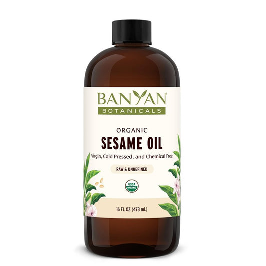 Banyan Botanicals Organic Unrefined Sesame Oil – Rich & Warming Ayurvedic Massage Oil for Body & Scalp – Traditional Abhyanga Oil for Deep Tissue Grounding & Recovery – 16 oz – USDA Organic