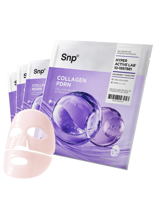 SNP 10,000ppm Deep Collagen + PDRN + Retinol Hydrogel Mask | 8 Layer 125Da Collagen Face Mask | Overnight Facial Mask | Patent Skin Hydration | Hydrating Facial Mask | Face Mask Skin Care | 4 Sheets