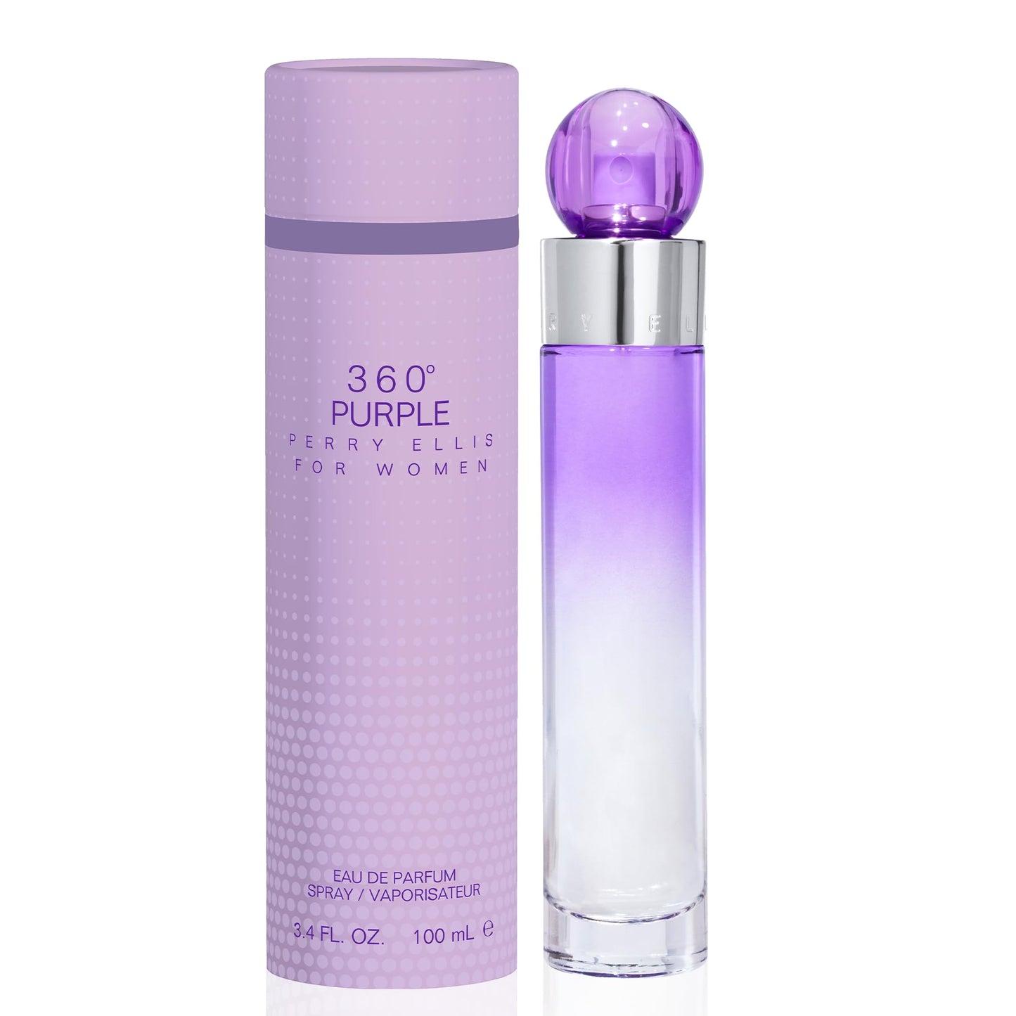 Perry Ellis 360° Purple Eau De Parfum Spray for Women - Perfume for Women, Fruity & Floral Fragrance, EDT, Designer Scent for Her, Long Lasting - 3.4 fl oz (100 mL)