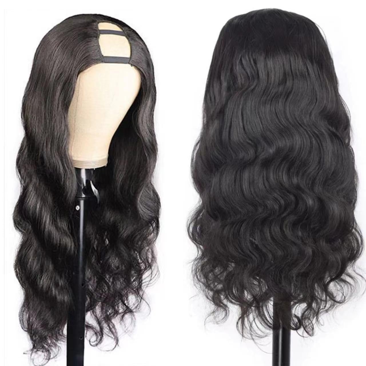 Amella Human Hair U Part Wig Body Wave Wigs for Black Women 150% Density U Shape Clip in Half Wig Glueless Wigs Full Head (16inch, Body Wave)