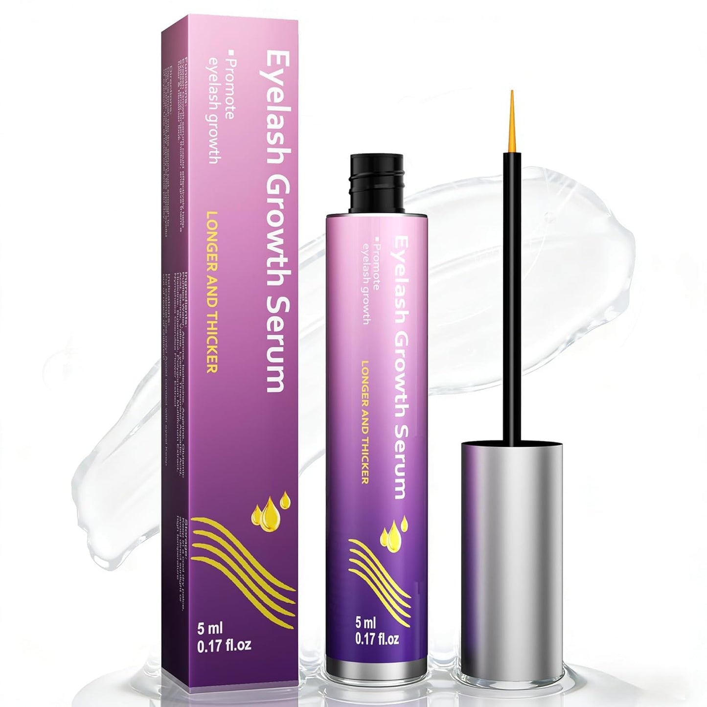 Lash Growth Serum - Gentle Daily Nourishing Treatment for Longer Thicker Fuller Lashes - Vegan Cruelty-Free Sensitive Eyes Safe (5ml)