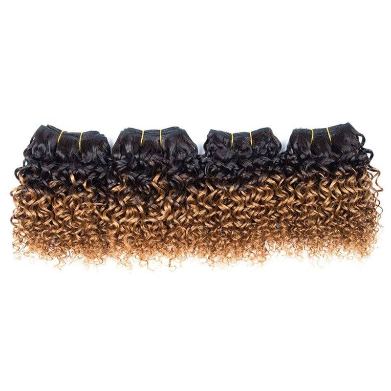 Curly Bundles Human Hair Kinky Curly Human Hair Ombre Brazilian Virgin Hair Bundles Short Curly 4 Bundles