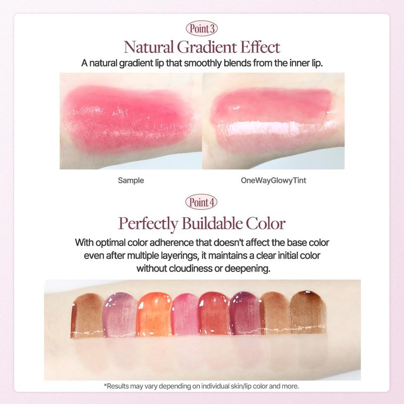 Heart Percent Dote On Mood One Way Glowy Tint, Glass-like High Shine Glossy Finish w/Long-Lasting Luminous Color Lip Stain for Glowy Look, #11.Dawn Mauve