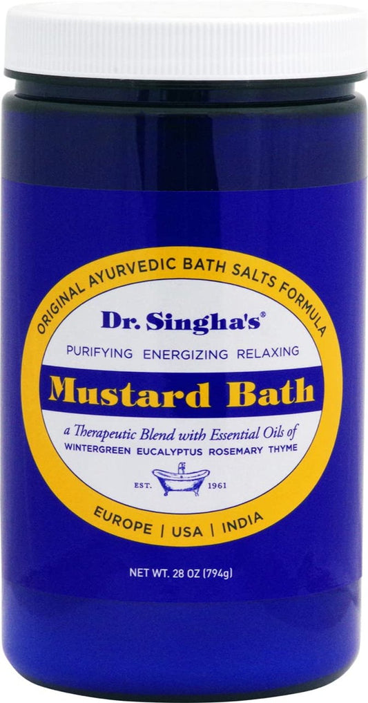 Dr. Singha's Mustard Bath Soak – Aromatherapy Bath Salts with Mustard Seed & Essential Oils for Muscle Relaxation, Stress Relief & Soothing – Epsom Salt Alternative, 28 oz