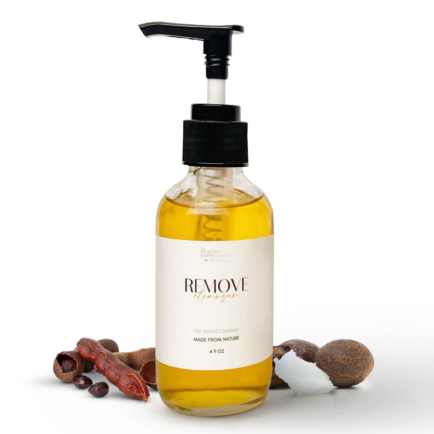 Healing Happy Remove Cleansing Oil & Makeup Remover - Natural Skin Care - Organic Jojoba, Argan & Rosehip Oils - 4 oz