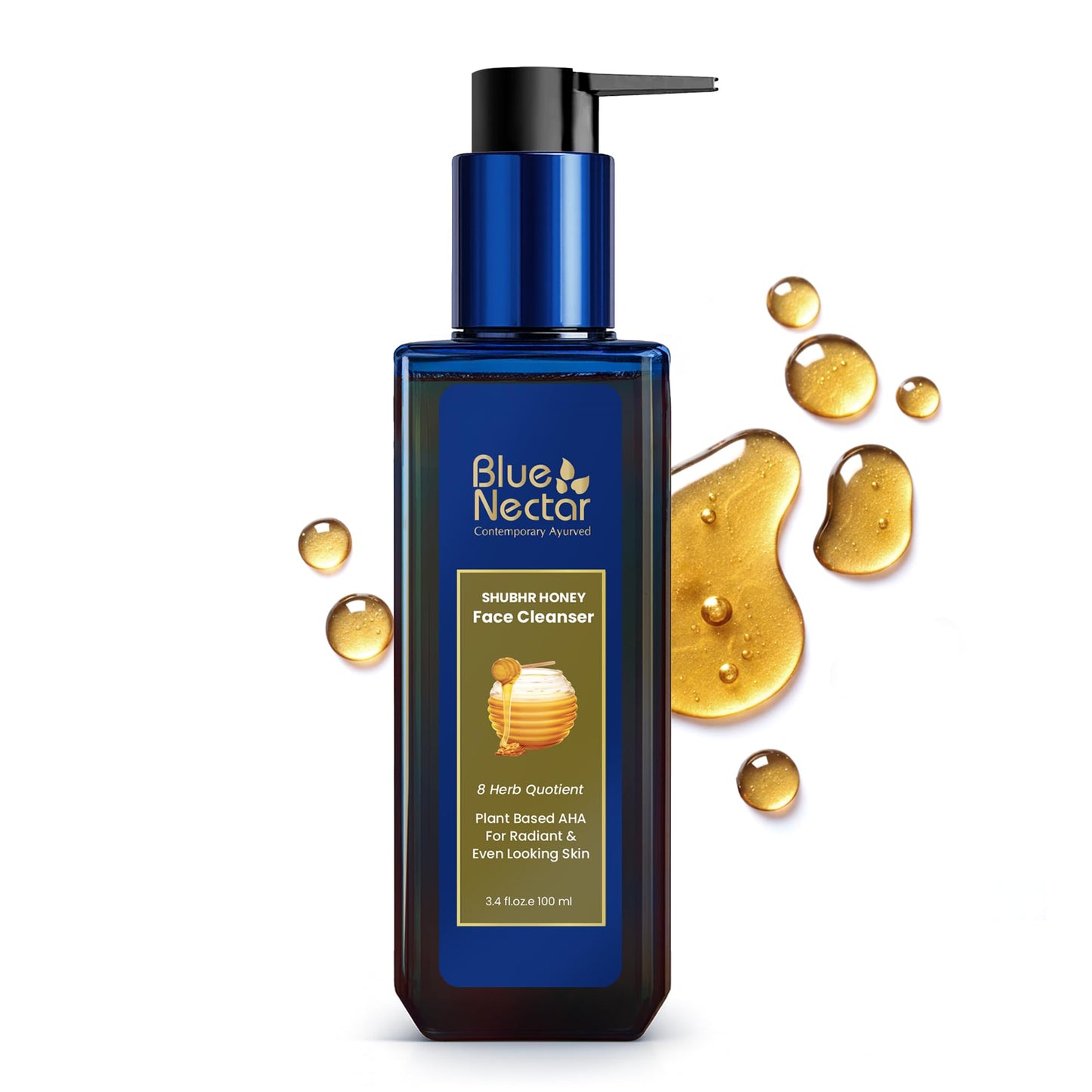 Blue Nectar Kumkumadi Face Oil for Radiant Skin with Natural Herbs (0.33 Fl Oz) & Honey Aloe Vera Detan Face Wash with Natural Vitamin E (3.38 Fl Oz)