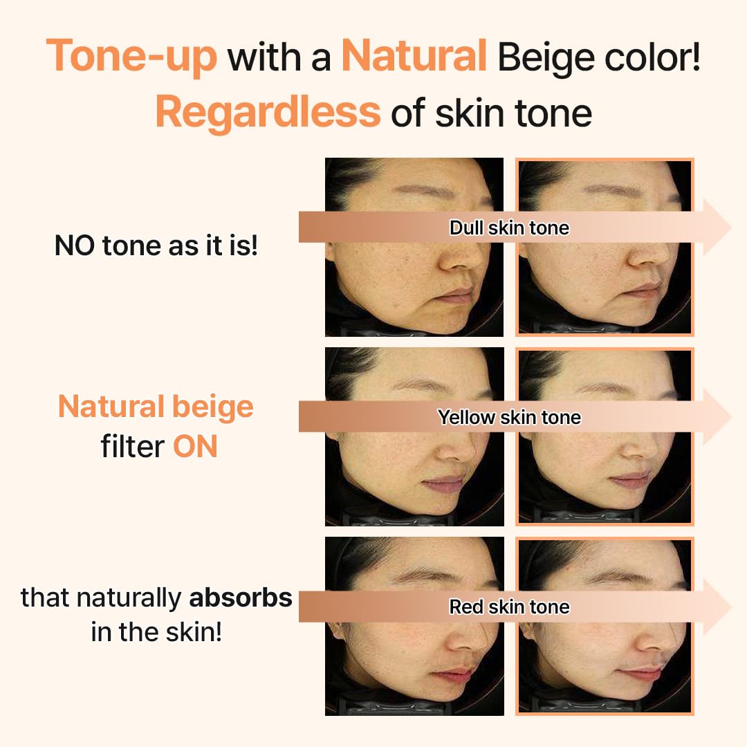 MAKE P:REM Glow Beige Tone Up Sunscreen, Foundation-Free Mineral Sun Care, Skin Tone Correction, Lightweight, Korean Sunscreen, Korean Skin Care, SPF 50, 1.69 fl.oz. (50ml)
