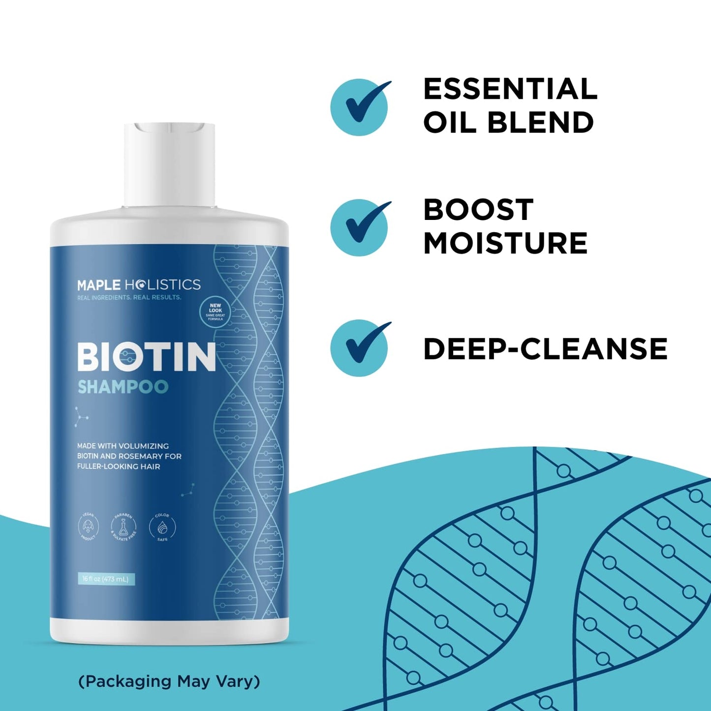Vegan Biotin Shampoo and Biotin Hair Oil Bundle - Large Hair Thickening Shampoo and Biotin Hair Growth Serum Set for Dry Damaged Hair and Growth with Castor and Rosemary Oil for Hair Growth