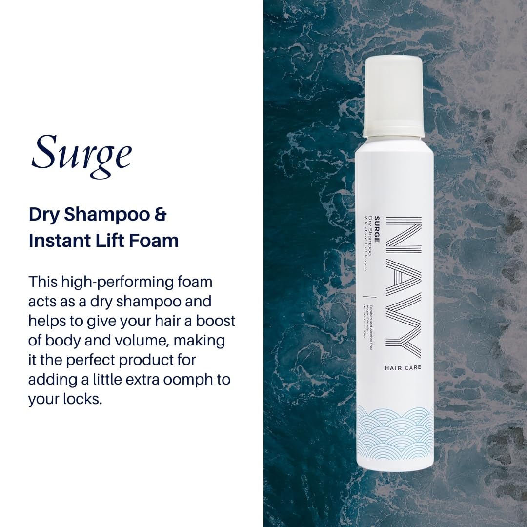 NAVY HAIR CARE Surge Dry Shampoo and Instant Lifting Foam | Non-Aerosol | 6 oz