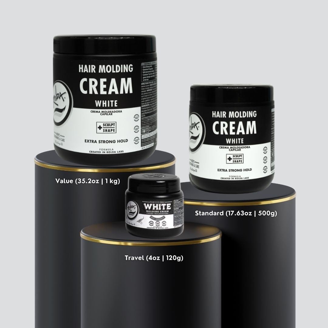 Rolda White Molding Hair Cream for Men - Curl-Defining Hair Styling Cream with Medium-Strong Hold, Natural Finish & Medium Shine - Moisturizing & Anti-Frizz Formula - Alcohol & Paraben-Free (35.2 oz)