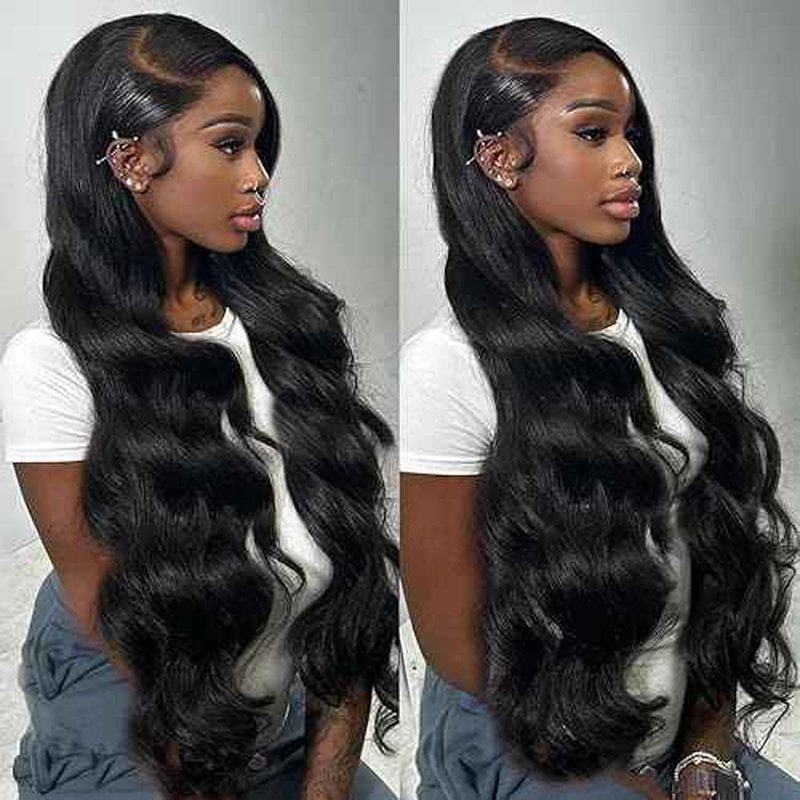 Redice 32-Inch 13x6 Body Wave Lace Front Human Hair Wig - Pre-Plucked, Glueless, 200% Density HD Transparent Lace With Baby Hair