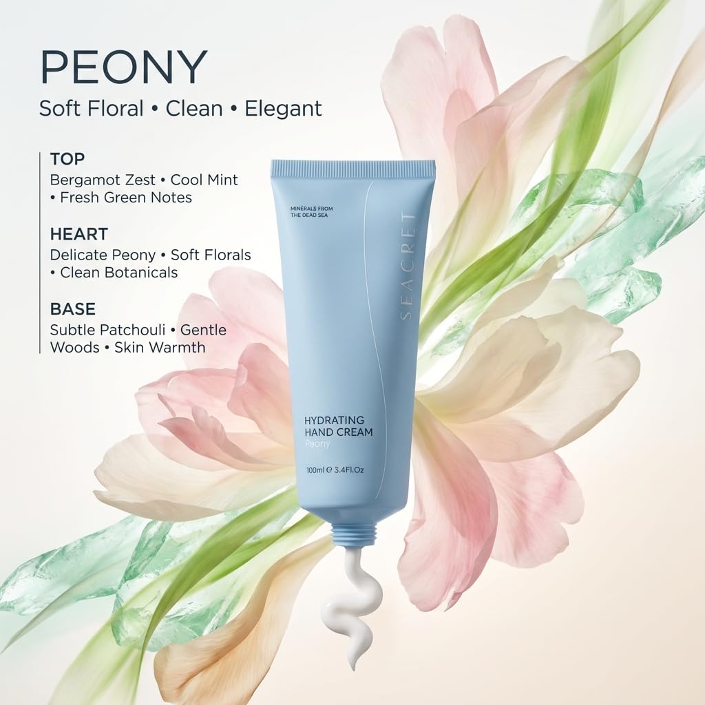 Seacret Hydrating Hand Cream - Dead Sea Minerals & Shea Butter Moisturizer | Fast-Absorbing, Vegan, 3.4 Fl Oz