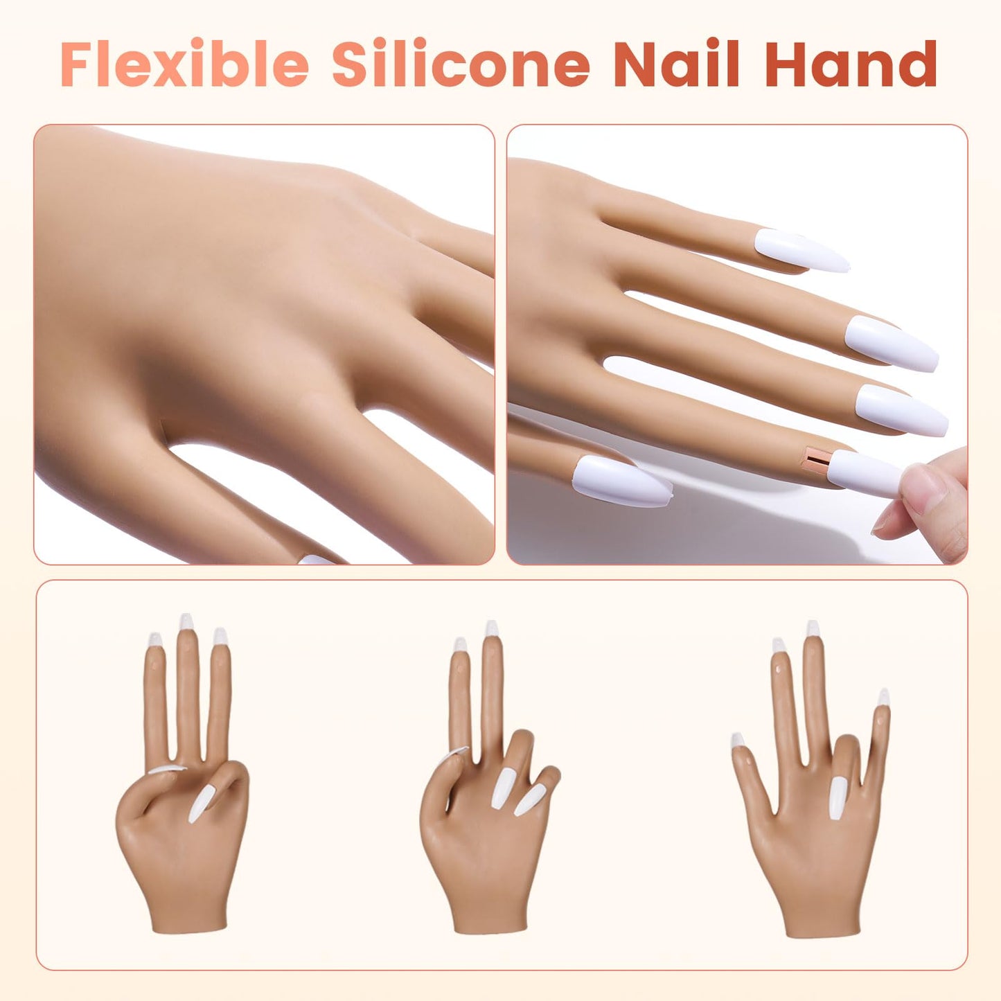 Practice Nail Hand with Acrylic Nail Kit for Beginners Practice Extensions