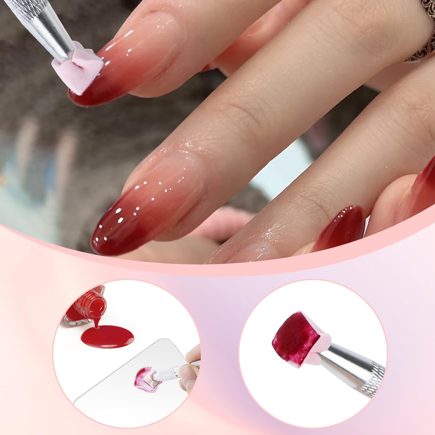 300Pcs Soft Nail Sponges for Ombre,White Nail Art Sponges With Grabbing Pen,Acrylic Palette for Gradient Arc Brush Accessories Supplies for Salon and Home