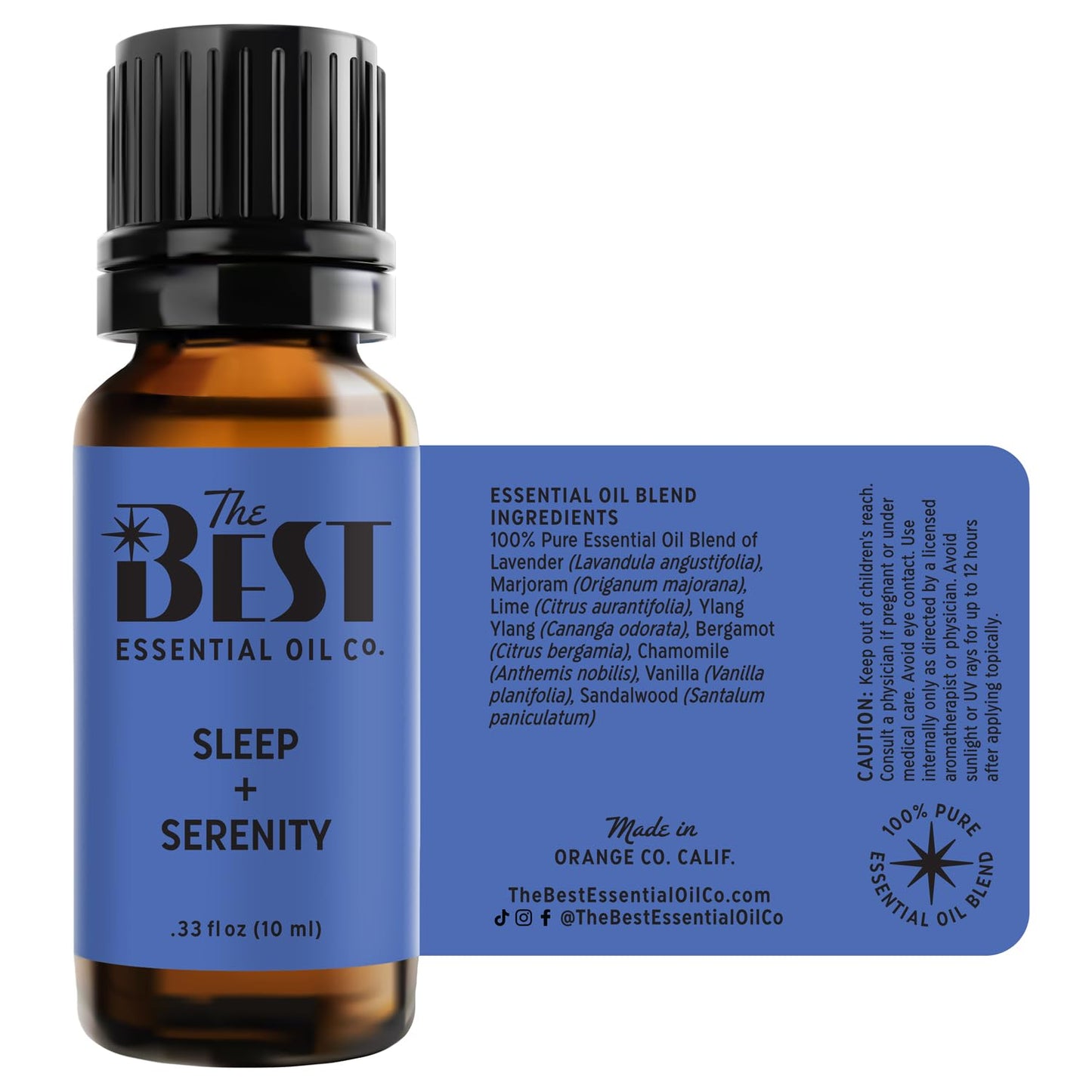 The Best Sleep + Serenity Essential Oil Blend- Premium Grade- 100% Pure & Natural for Aromatherapy, Diffuser, Spa, Massage, Air Freshener- 10 ml (.33 fl oz)