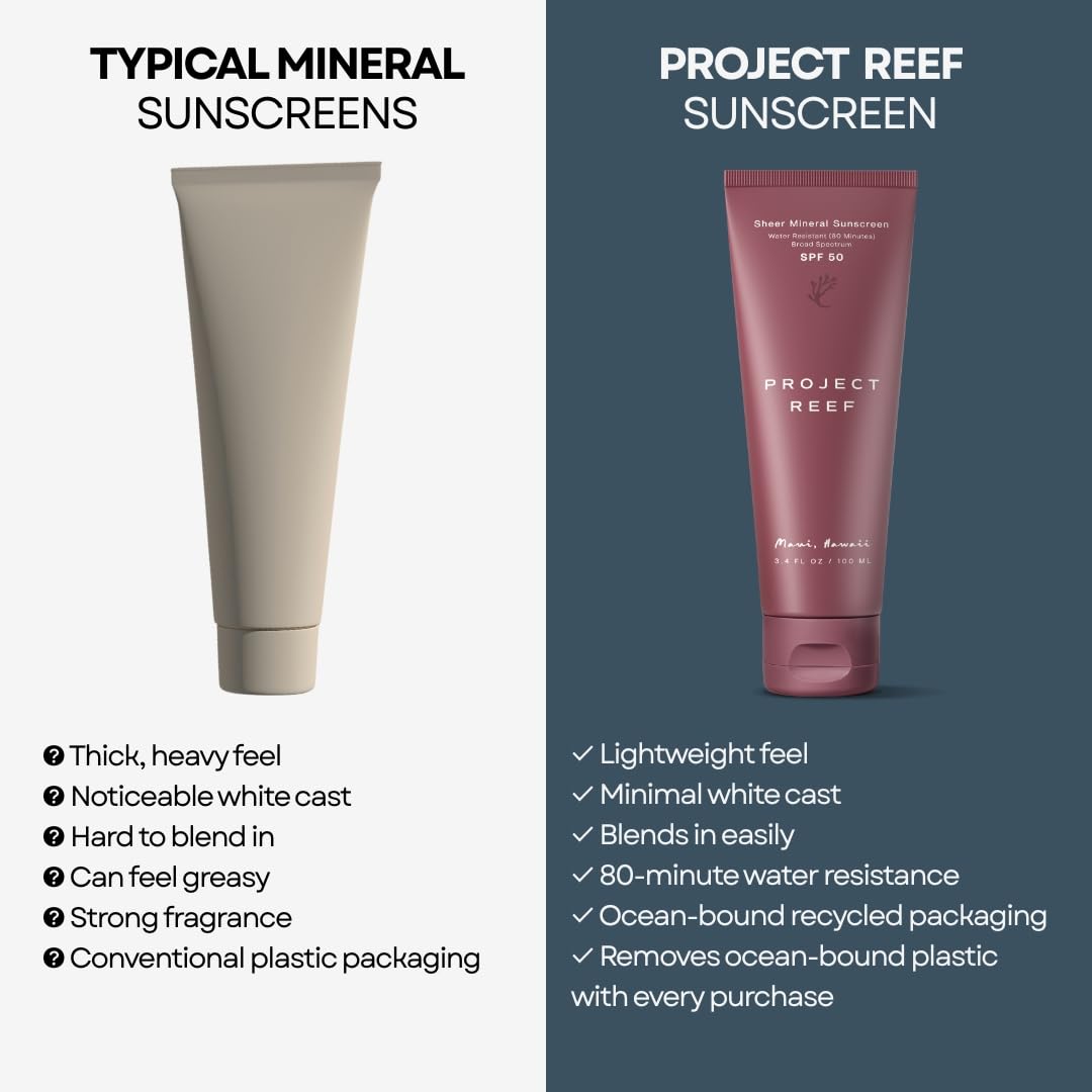 Project Reef SPF 50 Mineral Sunscreen Lotion, Zinc, 3.4 Fl oz.