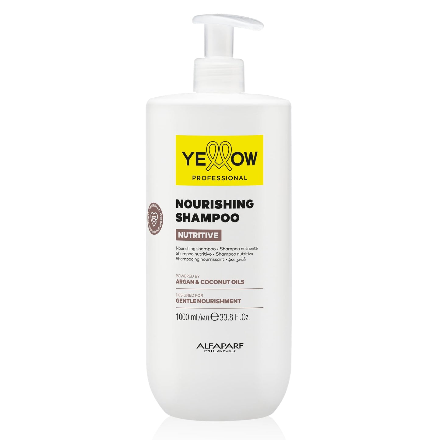 ALFAPARF MILANO Yellow Professional Nutritive Nourishing Shampoo for Dry Hair - Powered by Argan & Coconut Oils - Designed for Gentle Cleansing (33.8 fl oz / 1000ml)
