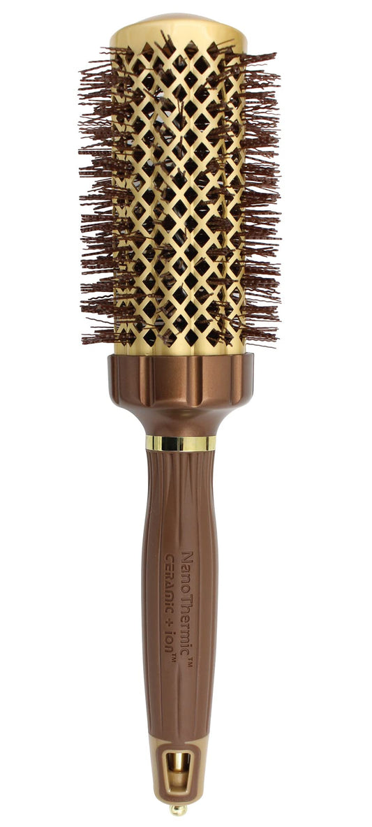 Olivia Garden NanoThermic PowerGrip Thermal Round Hair Brush - Not Electrical - Ceramic Blowout Brush for Medium to Thick Hair, 1 3/4 inch