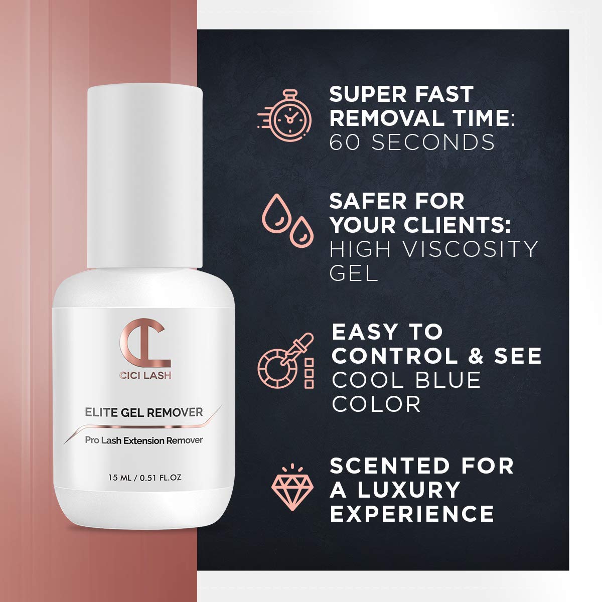 Elite Power Eyelash Extension Glue & Remover Gel | 8 Week Retention, 1-2 Second Drying Time | Deep Black Color | Latex Free | Super Fast Professional Removal | Easy to Control | Professional Lash Supp