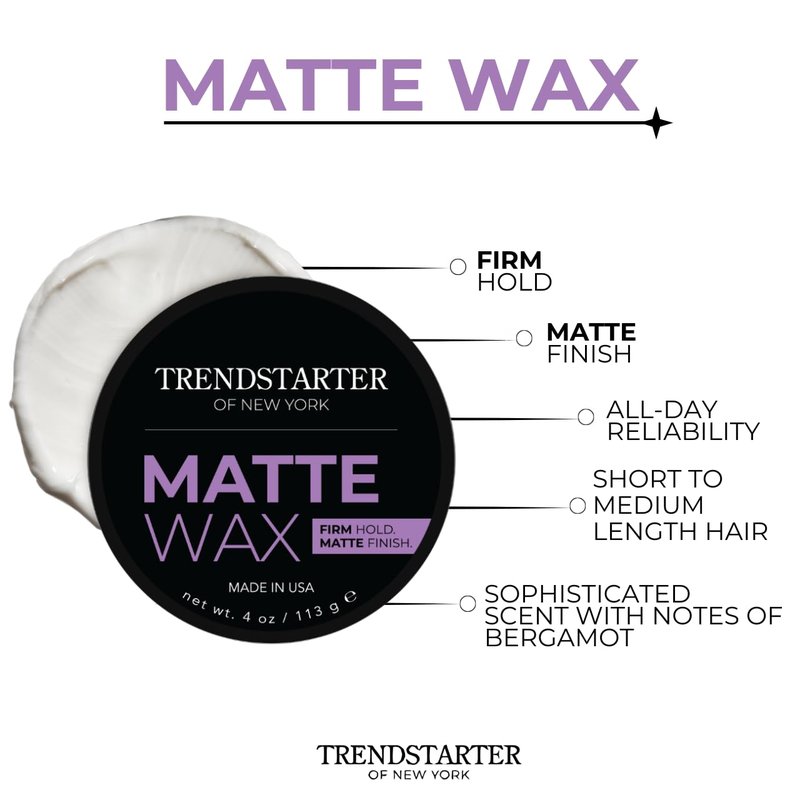 Matte Hair Wax - Firm Hold Water-Based Pomade | Flake-Free Styling for All Hair Types - 4oz