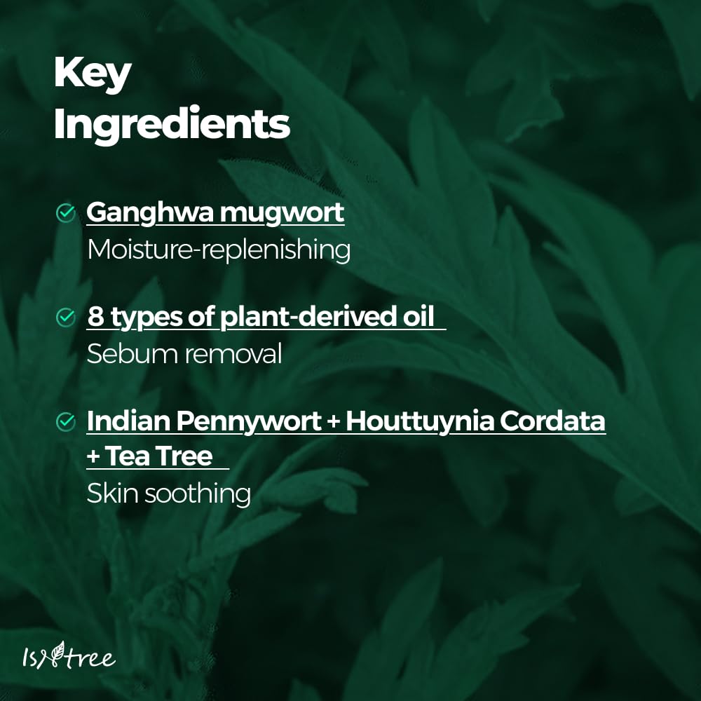 IsNtree Mugwort Calming Deep Cleansing Oil 200ml, 6.76 fl.oz | Korean Oil Cleanser for Sensitive & Oily Skin | Lightweight & Non-Greasy | Soothing & Deep Cleansing | Vegan & Cruelty-Free Skincare