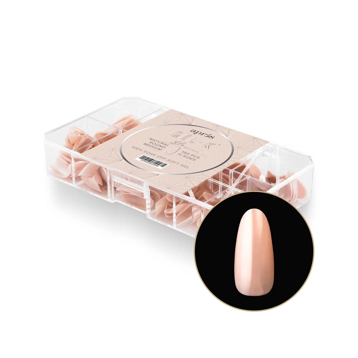 Apres Nail Neutrals Gel-X Alex Natural Coffin Medium & Lila Natural Round Medium Box of Tips Bundle | Includes 300 Gel-X Tips | Premium Quality | 11 Sizes 00-9