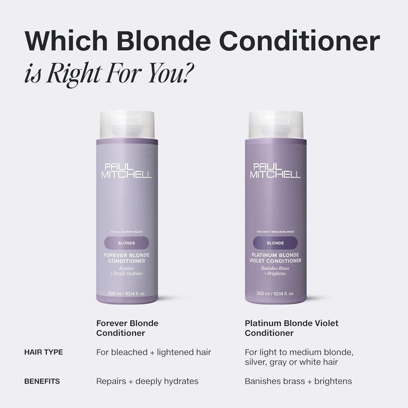 Paul Mitchell Platinum Blonde Conditioner - Banish Brass & Brighten Light to Medium Blonde, Silver, Gray, or White Hair