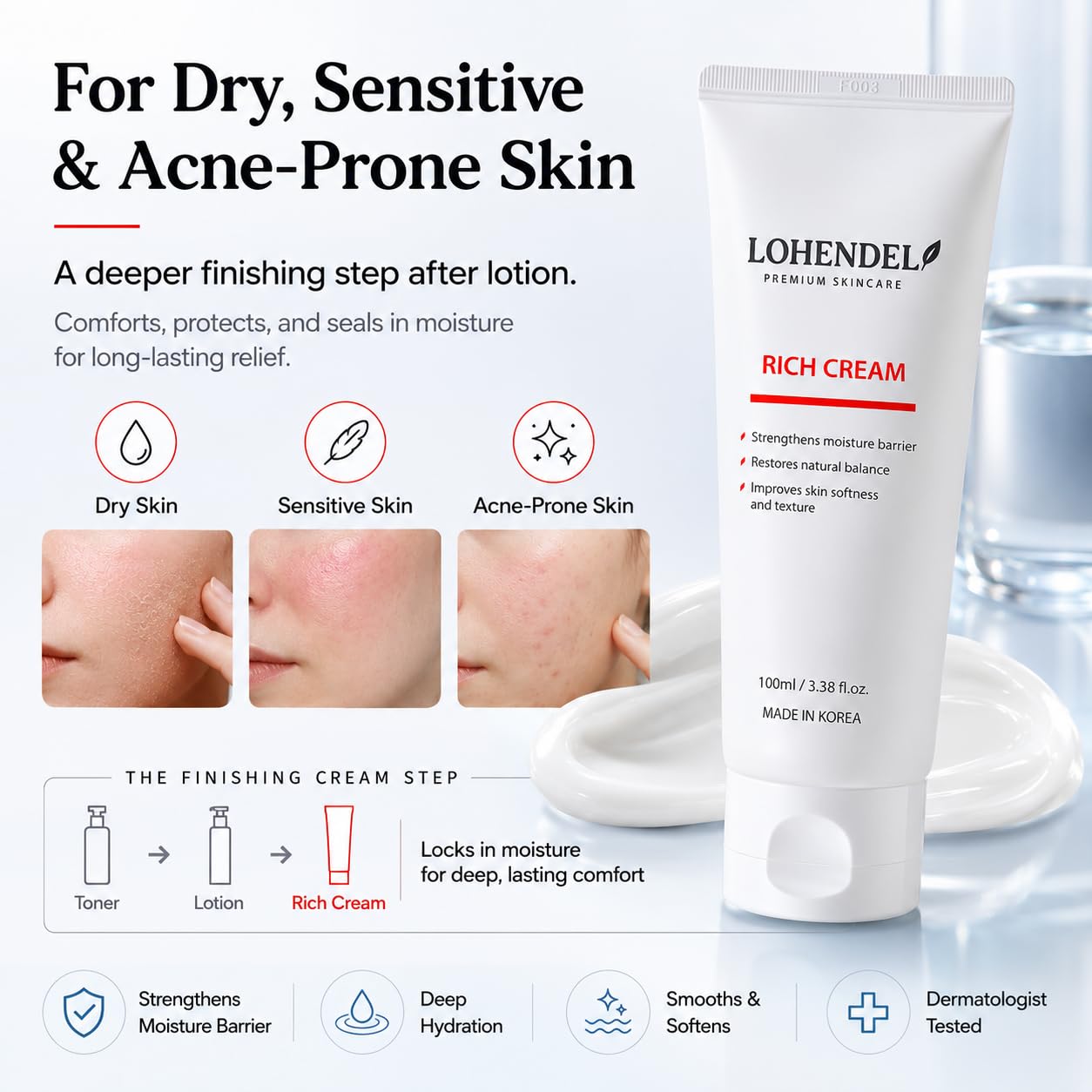 LOHENDEL Rich Cream - Soothe Irritated Skin, Intense Moisturizer