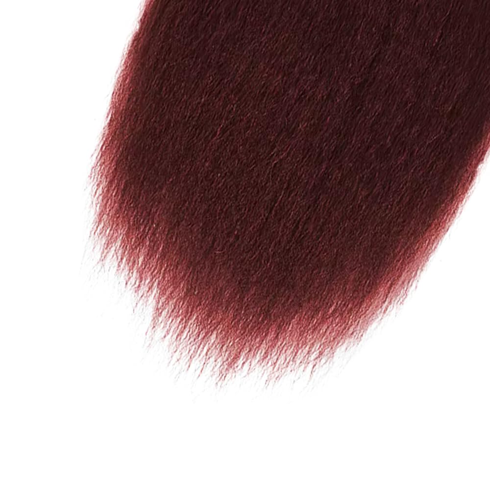 99J Burgundy Human Hair Bundles - Kinky Straight Brazilian Remy Hair Extensions | 20, 22, 24 Inch, 50g Each