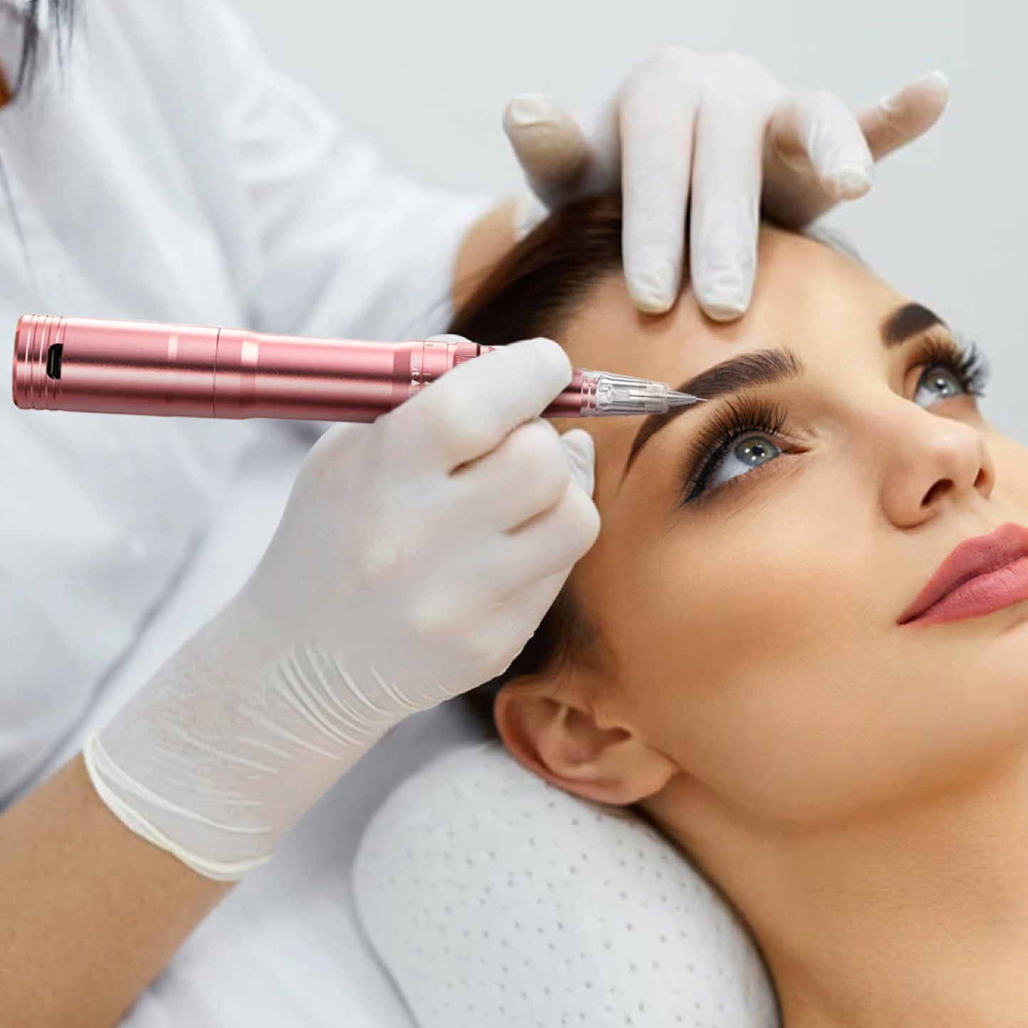 Whalrace PMU Machine, cordless Permanent Makeup Machine Kit with 10 PMU Needles & 1 Lithium Battery, Tattoo Machine Microblading Machine for Eyebrows, Lips, Eyeliners - Rose Gold