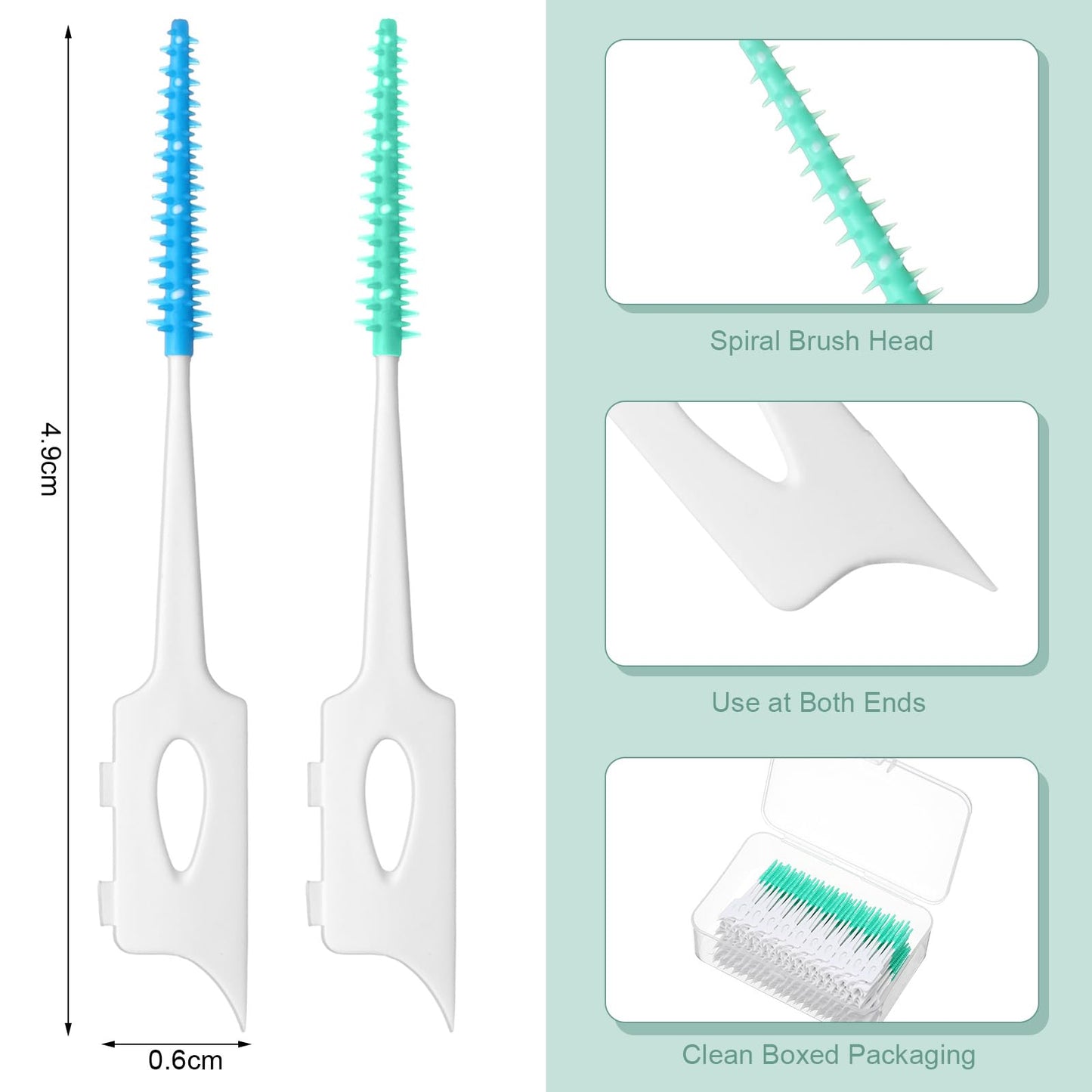 Reallnaive 1200 Pcs Dual-use Soft Interdental Brushes Disposable Picks for Teeth Dental Floss Picks with Case Dental Braces Brush for Teeth Cleaning and Health