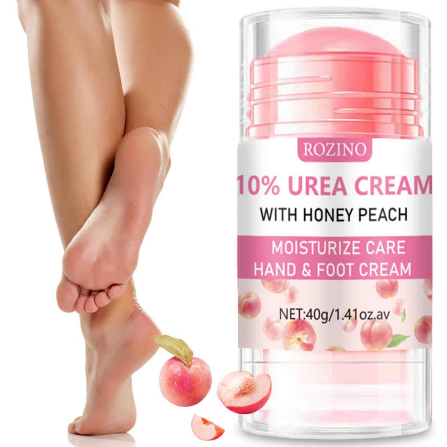 BSMKCL Peach Hand and Foot Cream Stick, Nourishing Foot Balm Moisturizer with Honey Hydrates and Repairs Dry Cracked Feet Hand & Nail Rough Heels and Soothing Skin Care for Women and Men - 1.41oz
