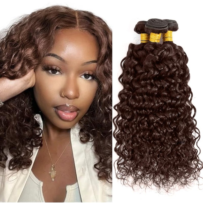 Chocolate Brown Bundles Brown Water Wave Human Hair Bundles #4 Human Hair Bundle 14 16 18 inch Mixed Length 300g