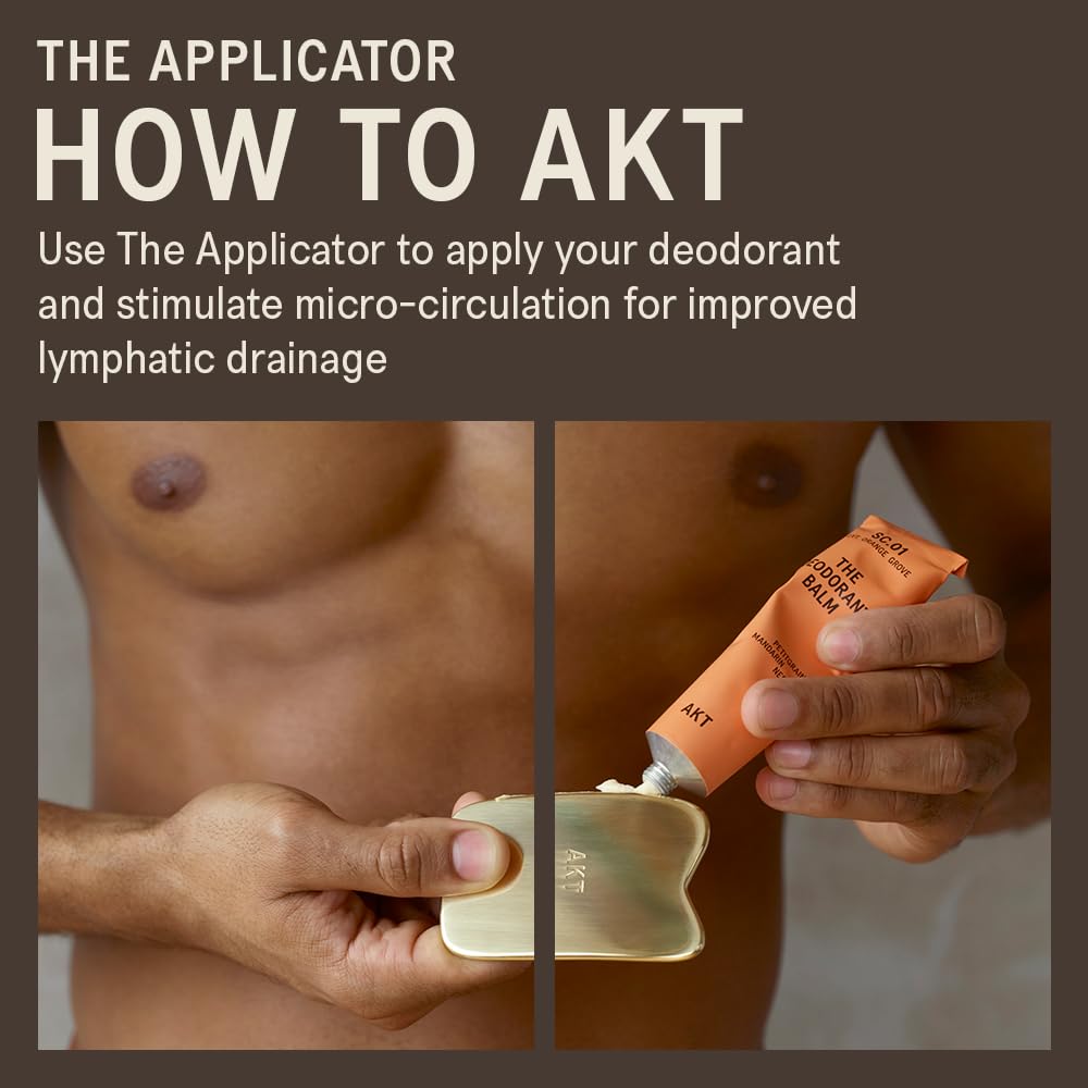 AKT Gua Sha Inspired Deodorant Balm Applicator – Lymphatic Drainage & Tension Relief, Reusable & Plastic-Free, For Underarms, Chest & Neck, Antimicrobial, All Genders