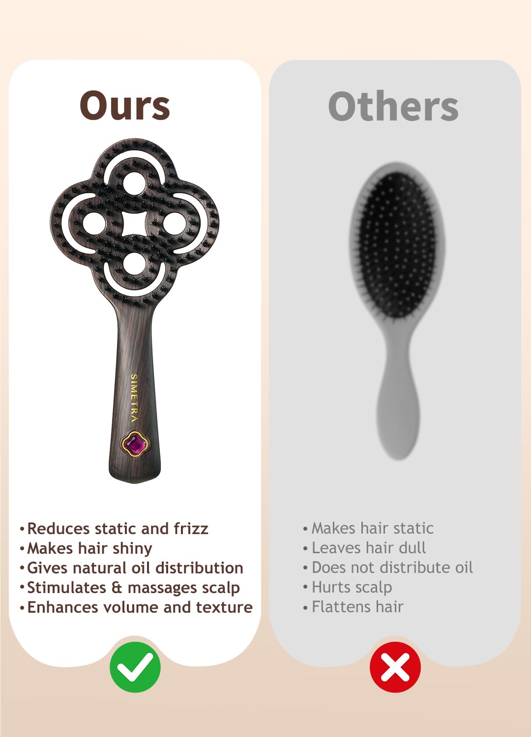Detangling Brush, Boar Bristle Hair Brush for Thick Curly Thin Long Short Wet or Dry Hair Flexible Bristles Effectively Prevent Tangles, Natural Crystal Inlay Hair Brush for Men Women Kids