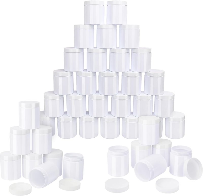 48-Pack 8 OZ White Plastic Jars - Versatile Empty Mason Jars for Creams, Body Butters, and Crafts