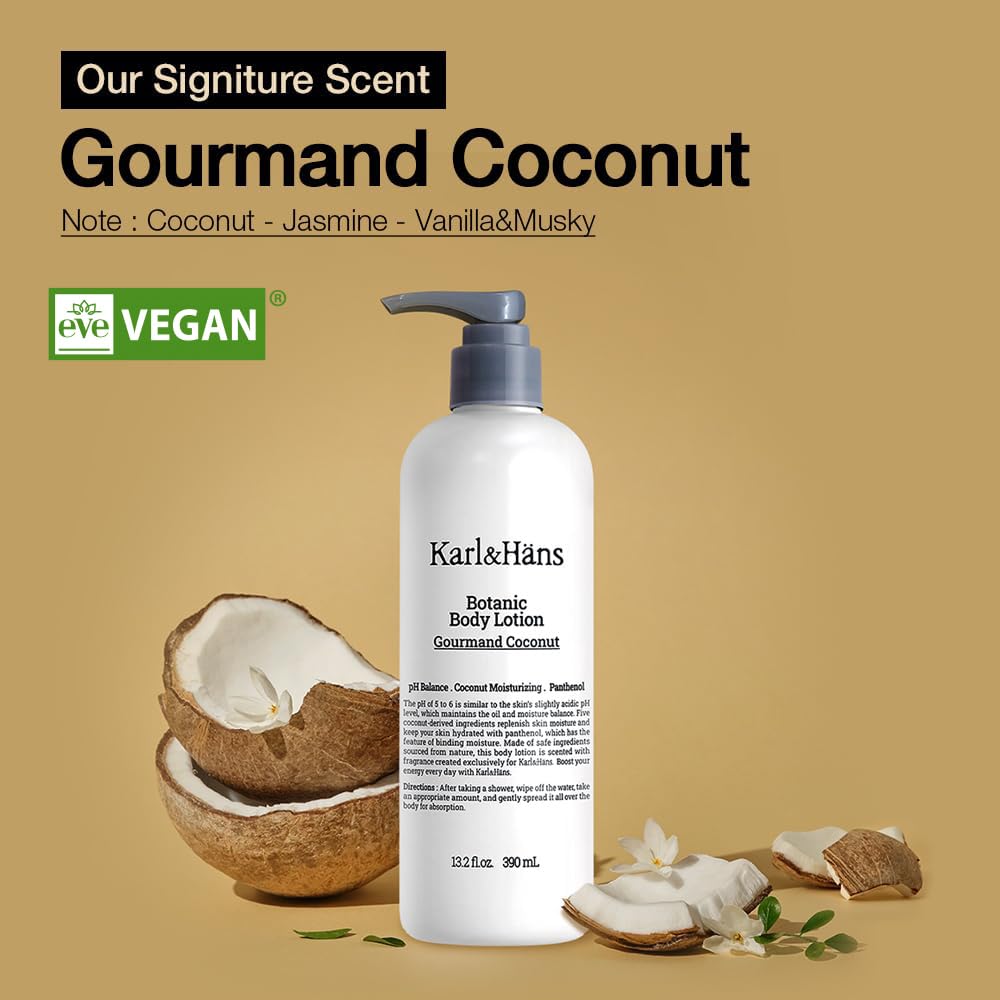 Karl&Hans Botanic Gourmand Coconut Vegan Body Wash & Body Lotion Organic for Men and Women