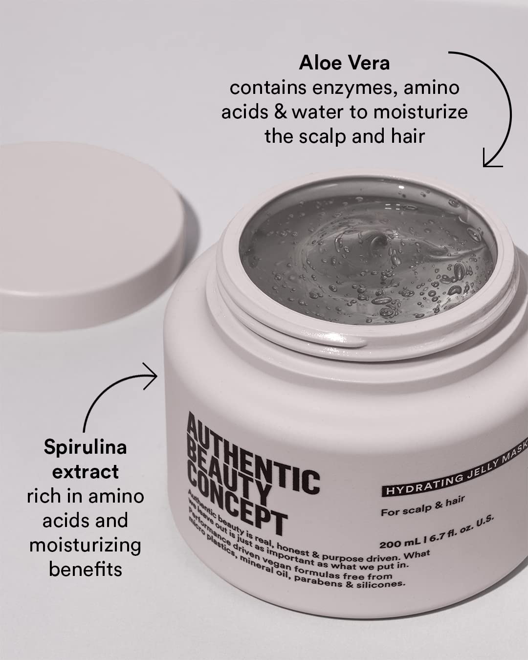 Authentic Beauty Concept Hydrating Jelly Mask | For Scalp & Hair | Moisturizes & Protects Hair | Vegan & Cruelty-free | Silicone-free | 6.7 fl. oz.