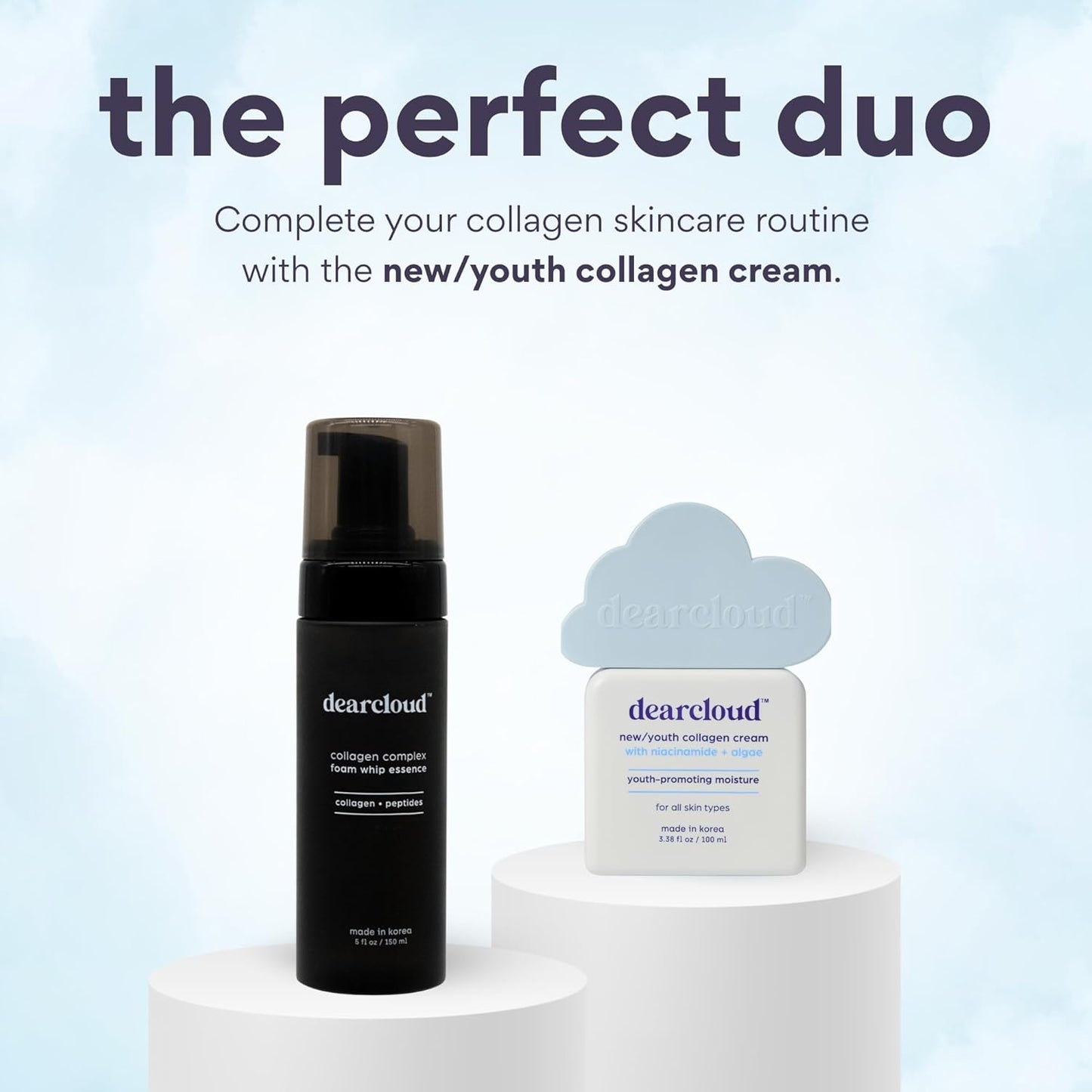 Dearcloud Collagen Complex Foam Whip Essence - Anti-Aging Hydrating Makeup Primer & Moisturizer - 5 fl oz