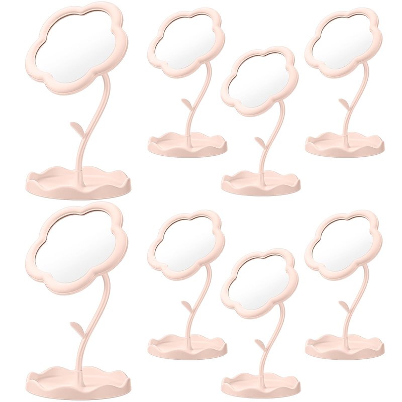 GlikCeil 8 Pcs Flower Shaped Mirror Spa Party Makeup Mirror Sleepover Party Favor for Spa Sleepover Slumber Birthday(Pink)