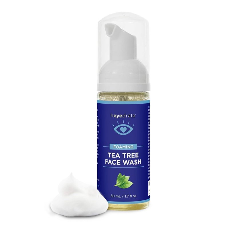 Heyedrate Gentle Tea Tree Oil Foaming Face Wash and Eyelid Cleanser - 1.7oz - Formulated with Aloe Vera to Soothe and Refresh Eyelids (Packaging May Vary)
