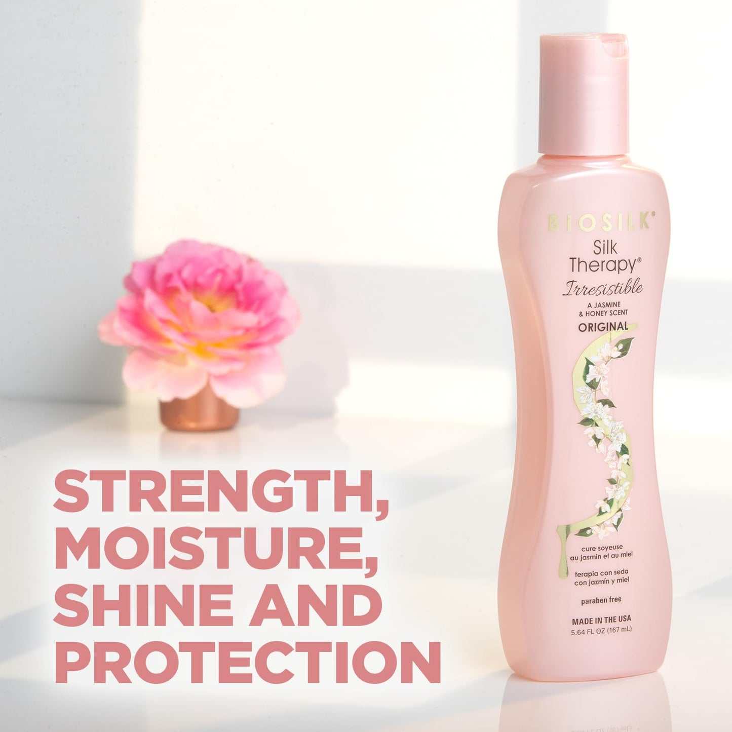 BioSilk Irresistible Leave-In Treatment, Weightless Moisture & Repair for All Hair Types, Jasmine & Honey Scent, Sulfate-Free, Paraben-Free, Cruelty-Free, 5.64 Oz