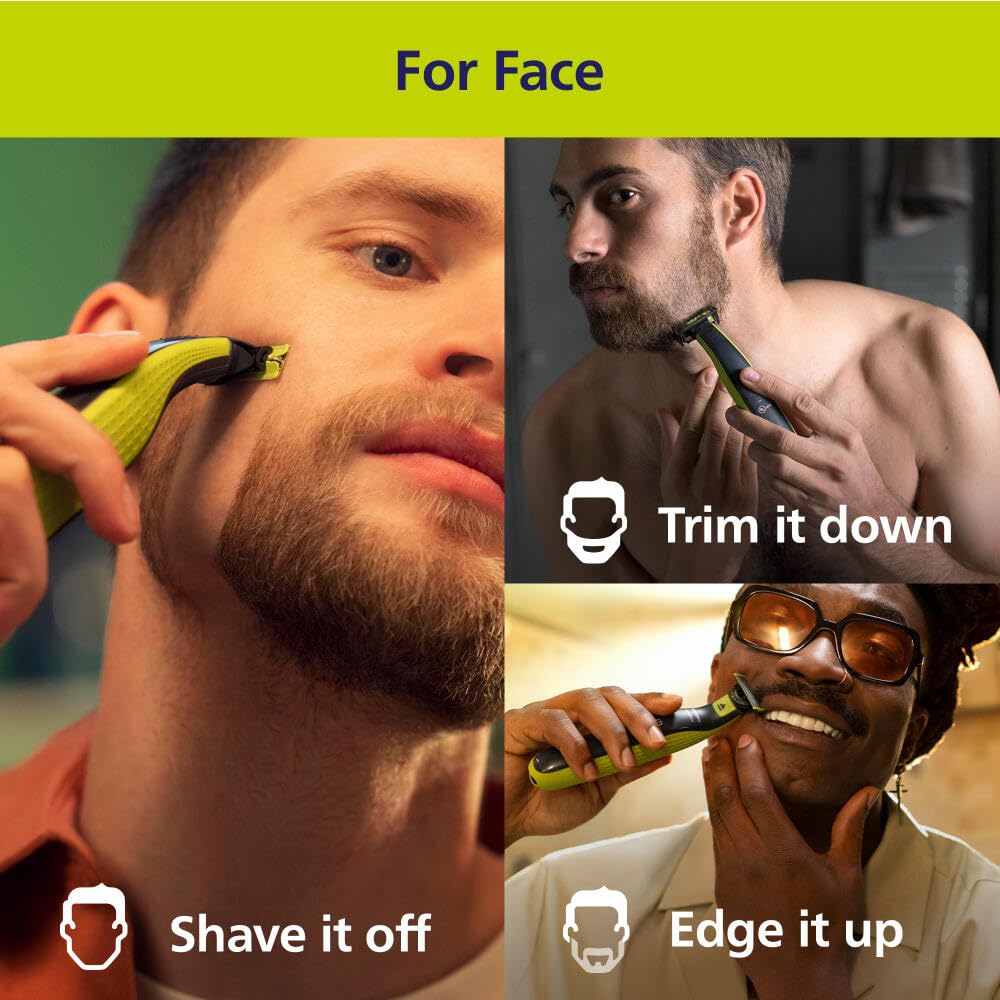 Philips Norelco OneBlade 360 Blade, Genuine Replacement Blade, Face/Body Kit, for OneBlade Electric Shaver and Trimmer, Durable Stainless Steel, Trim, Edge and Shave, QP614/80